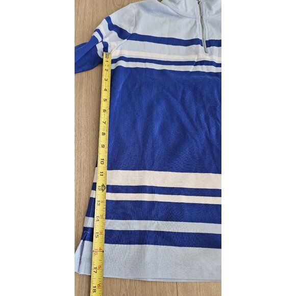 Karen Scott Sport Womens 1/4-Zip Pullover Top Blue Striped Size S NWOT - Picture 3 of 11